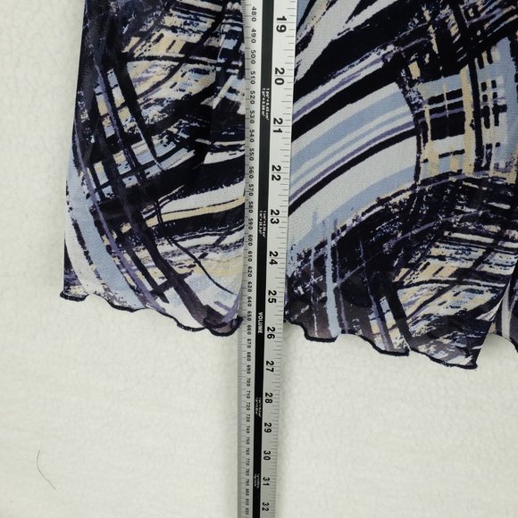 Vintage Womens Circle Skirt 14 White Blue Black Abstract Striped Midi 90s - Picture 9 of 11